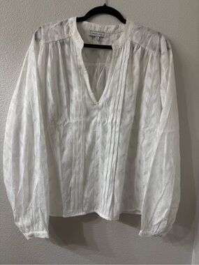 Sage + Fig Textured Sheer Blouse | Size Large | White Boho Lightweight Top
